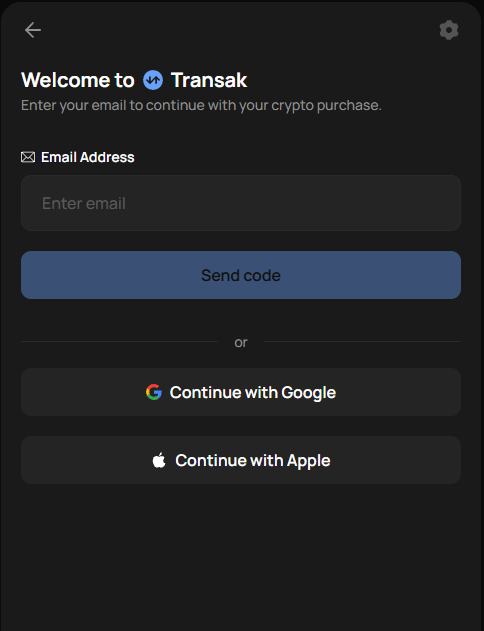Transak, step 3