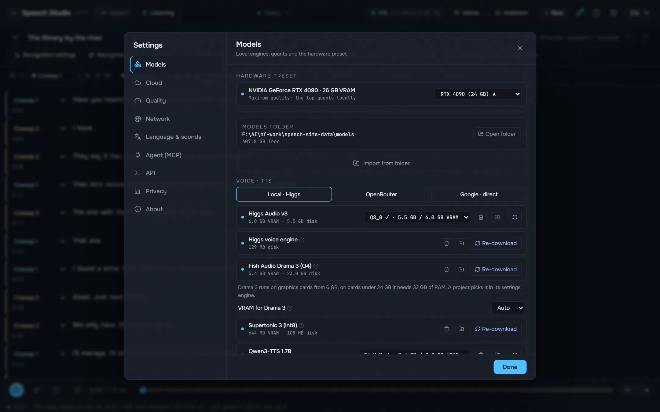 Models: what is on disk, what to download, what your card runs.
